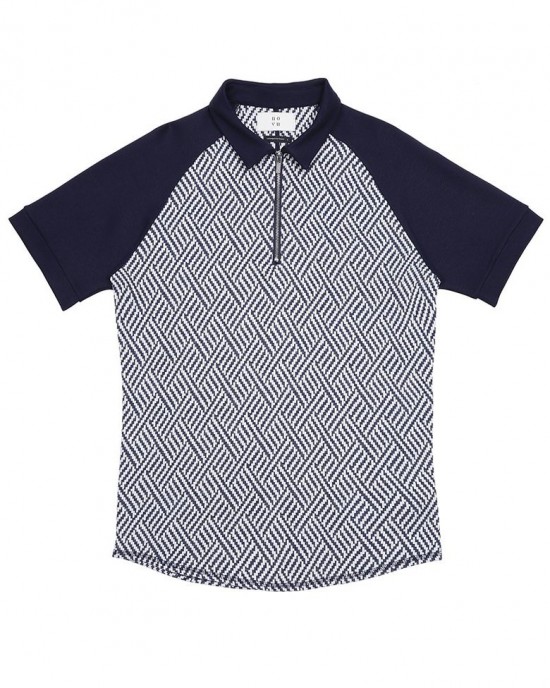 Jacquard Color Block Short-sleeved Polo Shirt