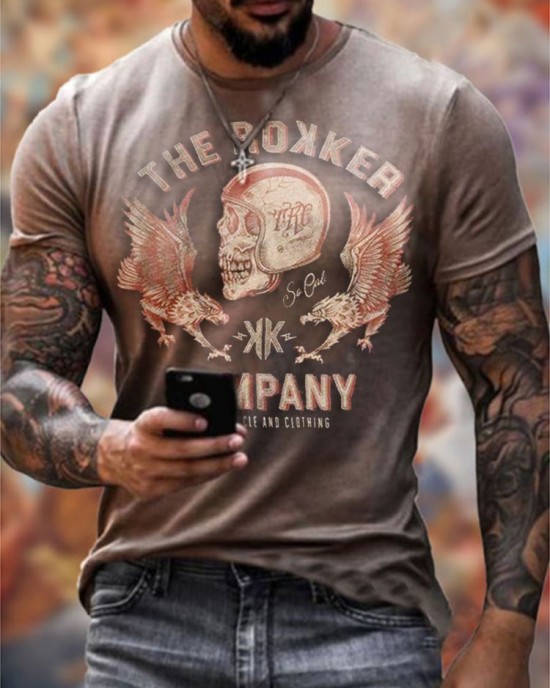 Men's Short Sleeve Skull Pattern HE1307-03-01