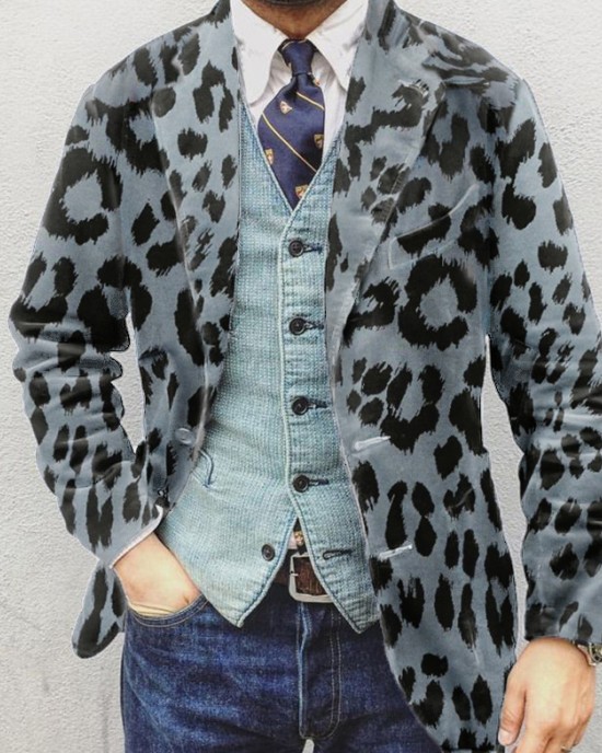 Leopard print casual suit jacket HF2515-02-01