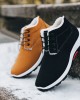 Men Winter Hiking Shoes Comfy Warm Snow Boots Wear  resistant Non  slip Cotton Shoes Lace Up Outdoor Sports Casual Ankle Shoes