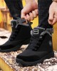 Men Warm Lined Solid Color Non Slip Lace Up Snow Boots